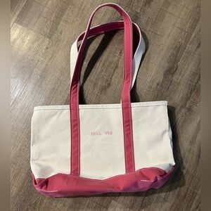 “Mrs. Era” monogrammed LL Bean Boat & Tote bag - vintage Rose